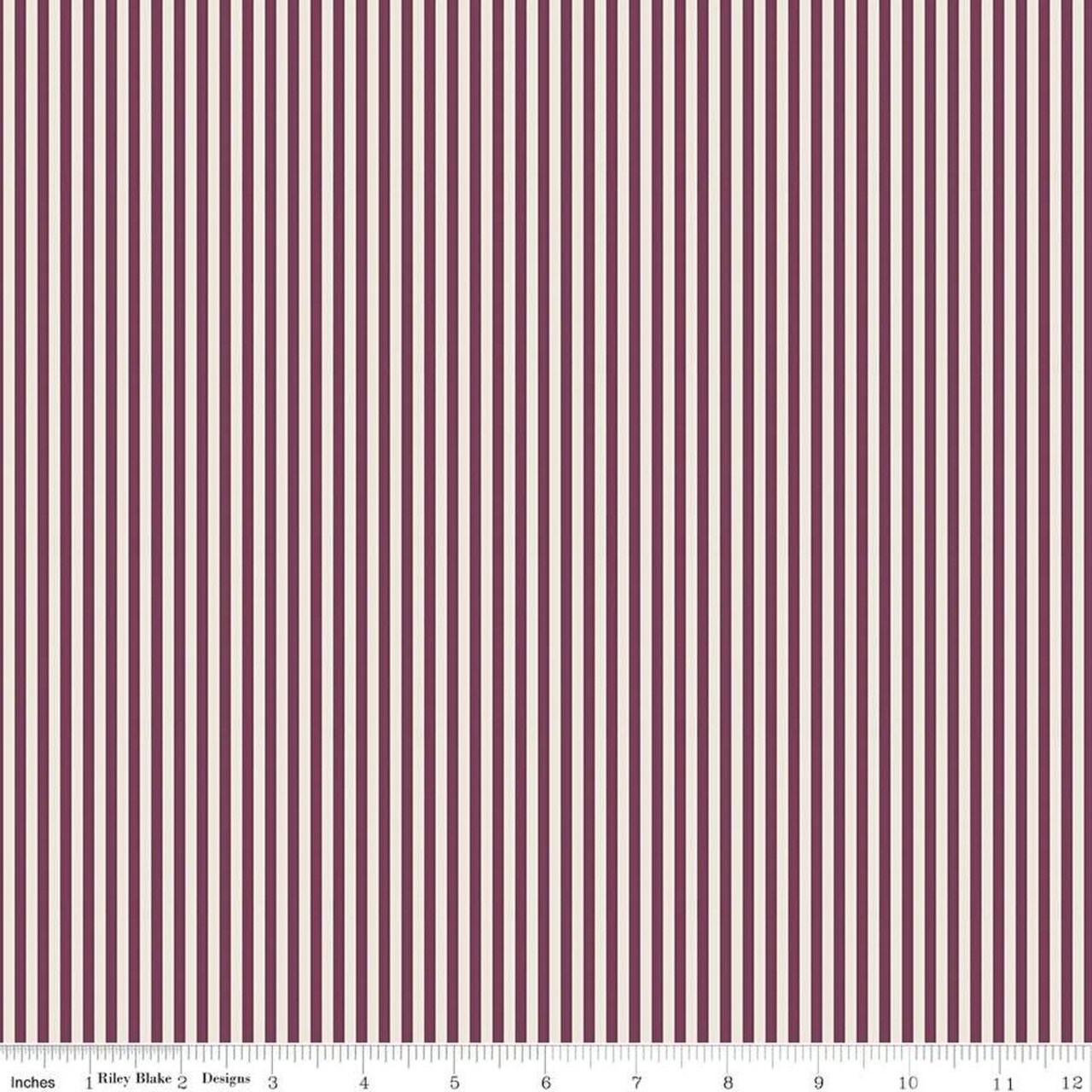 Fabric Riley Blake Basics Ivory/Sangria 1/8" Stripes by the Quarter Yard C505-SANGRIA